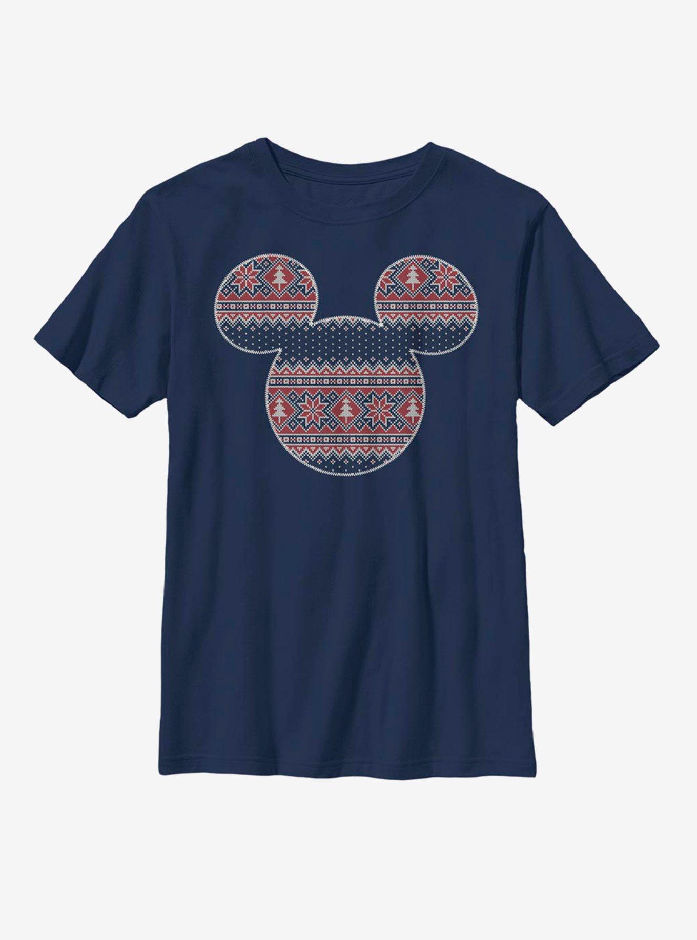Disney Mickey Mouse Christmas Pattern Fill Mouse Youth T-Shirt, , hi-res