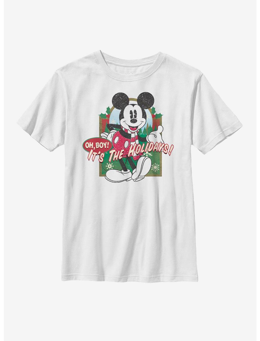 Disney Mickey Mouse Vintage Holiday Mickey Youth T-Shirt, WHITE, hi-res