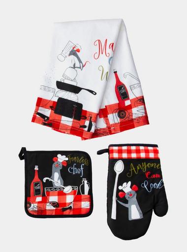 Disney Chef Mickey Mouse 3 Piece Kitchen Set - Dish Towel, Pot Holder, Oven  Mitt in 2023