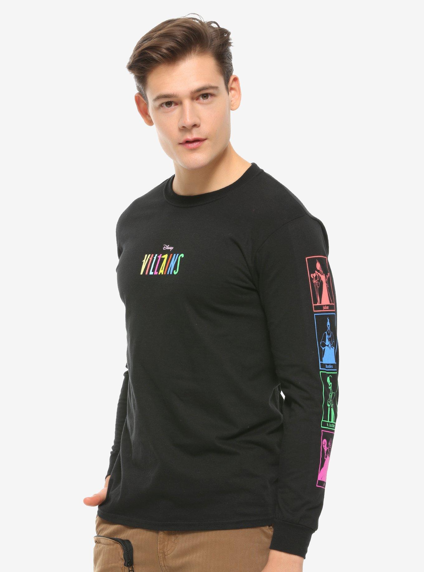 Disney Villains Rainbow Icons Long Sleeve T-Shirt, BLACK, hi-res