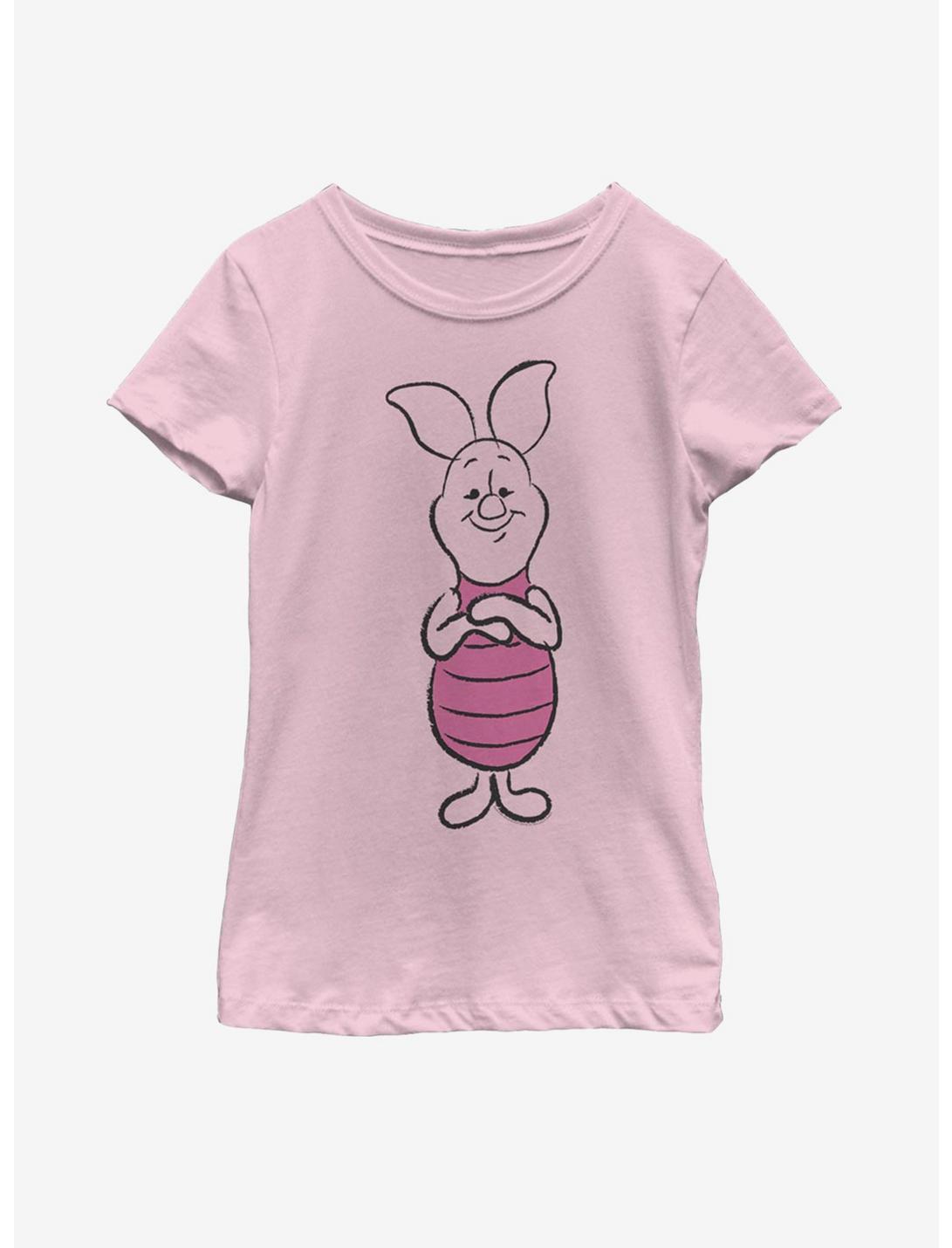 Disney Winnie The Pooh Basic Sketch Piglet Youth Girls T-Shirt, PINK, hi-res
