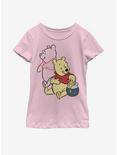 Disney Winnie The Pooh Line Art Youth Girls T-Shirt, PINK, hi-res