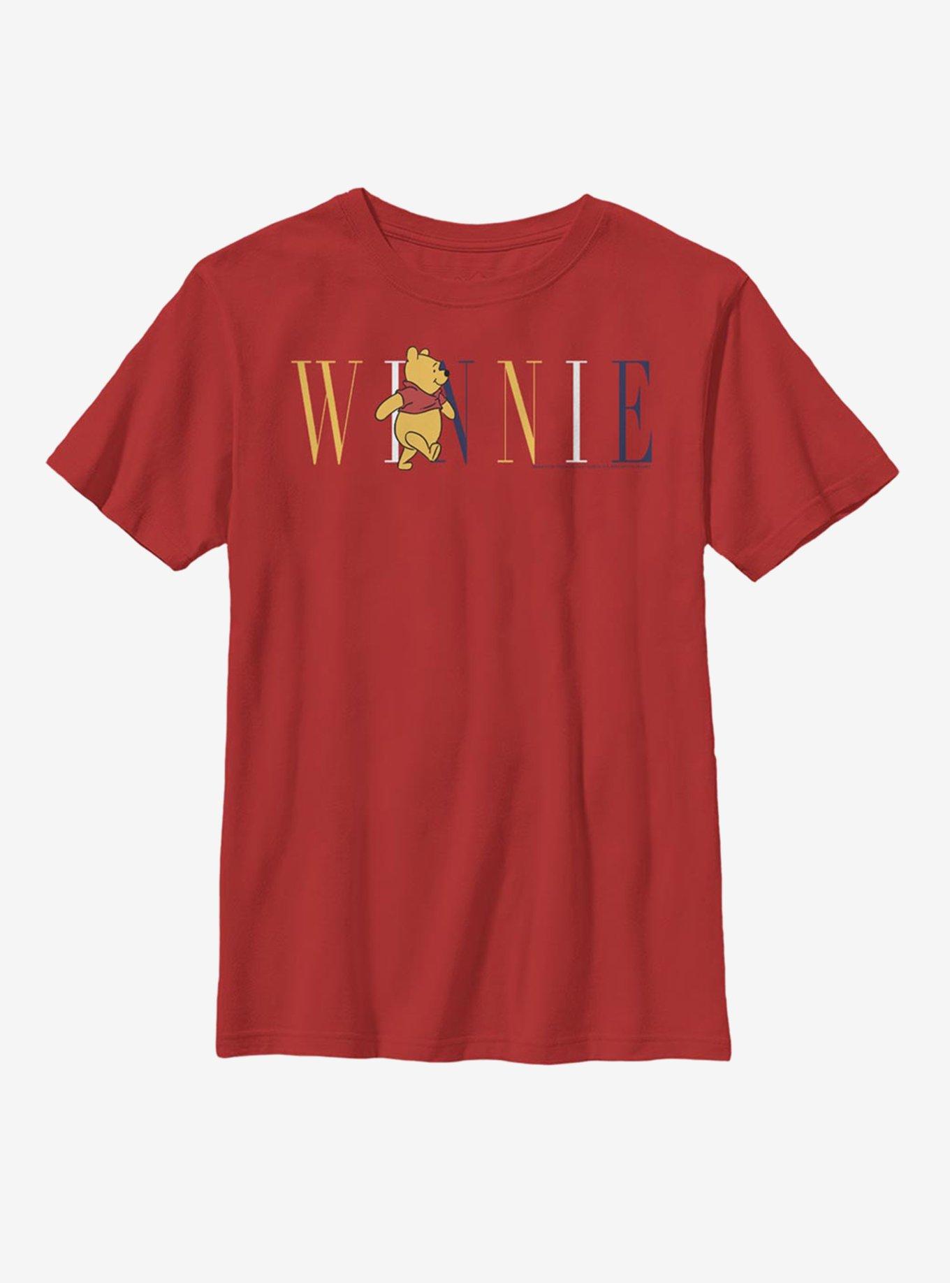 Disney Winnie The Pooh Winnie Script Youth T-Shirt, RED, hi-res