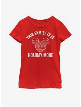 Disney Mickey Mouse Family Holiday Mode Youth Girls T-Shirt, , hi-res