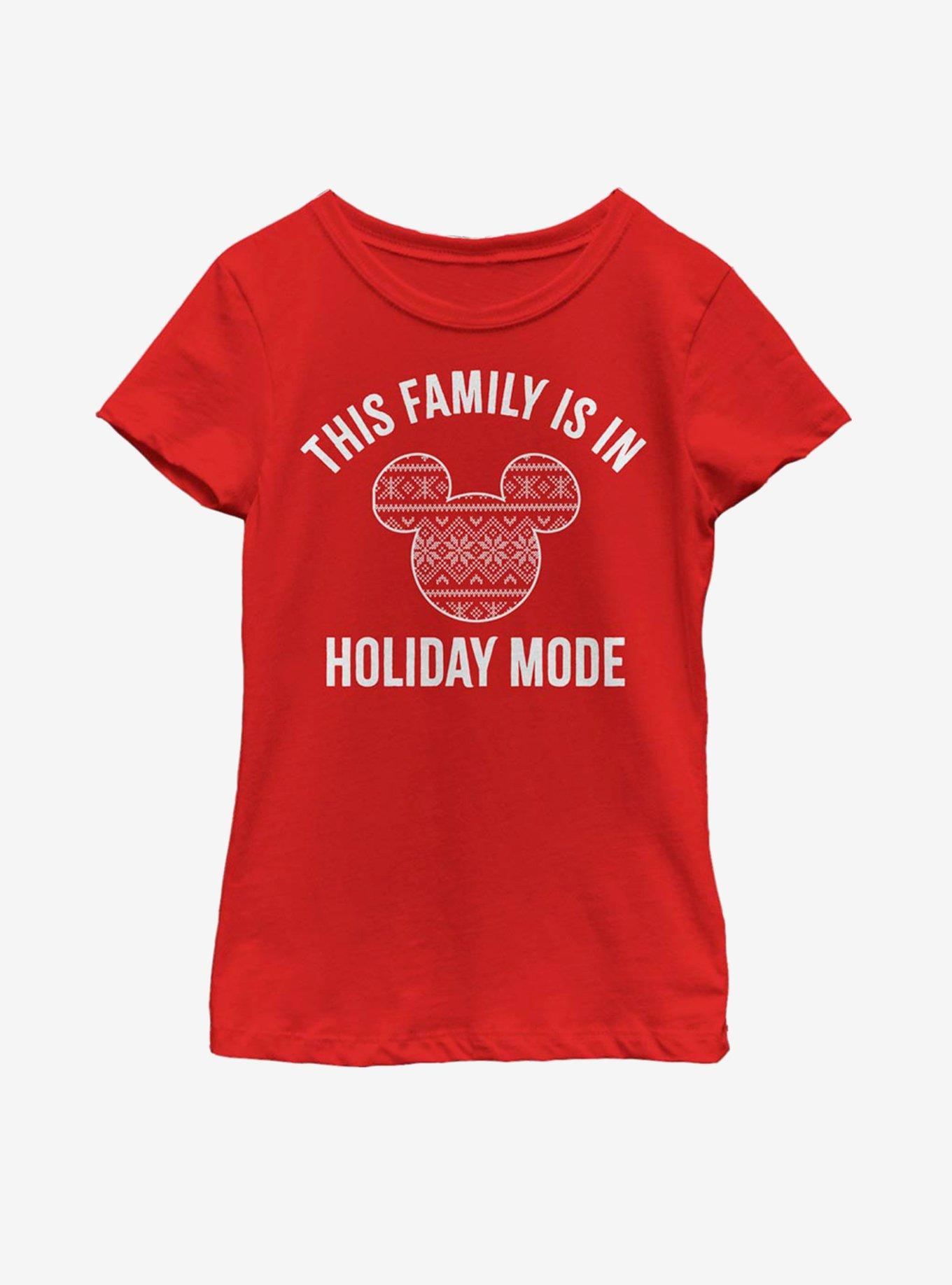 Disney Mickey Mouse Family Holiday Mode Youth Girls T-Shirt, , hi-res