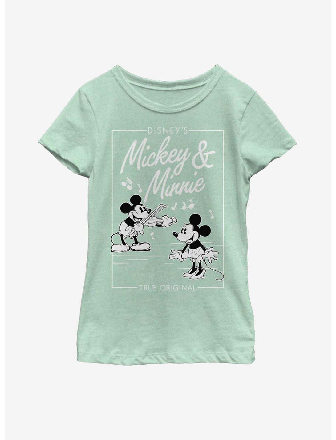 Disney Mickey Mouse Mickey Minnie Music Cover Youth Girls T-Shirt, MINT, hi-res