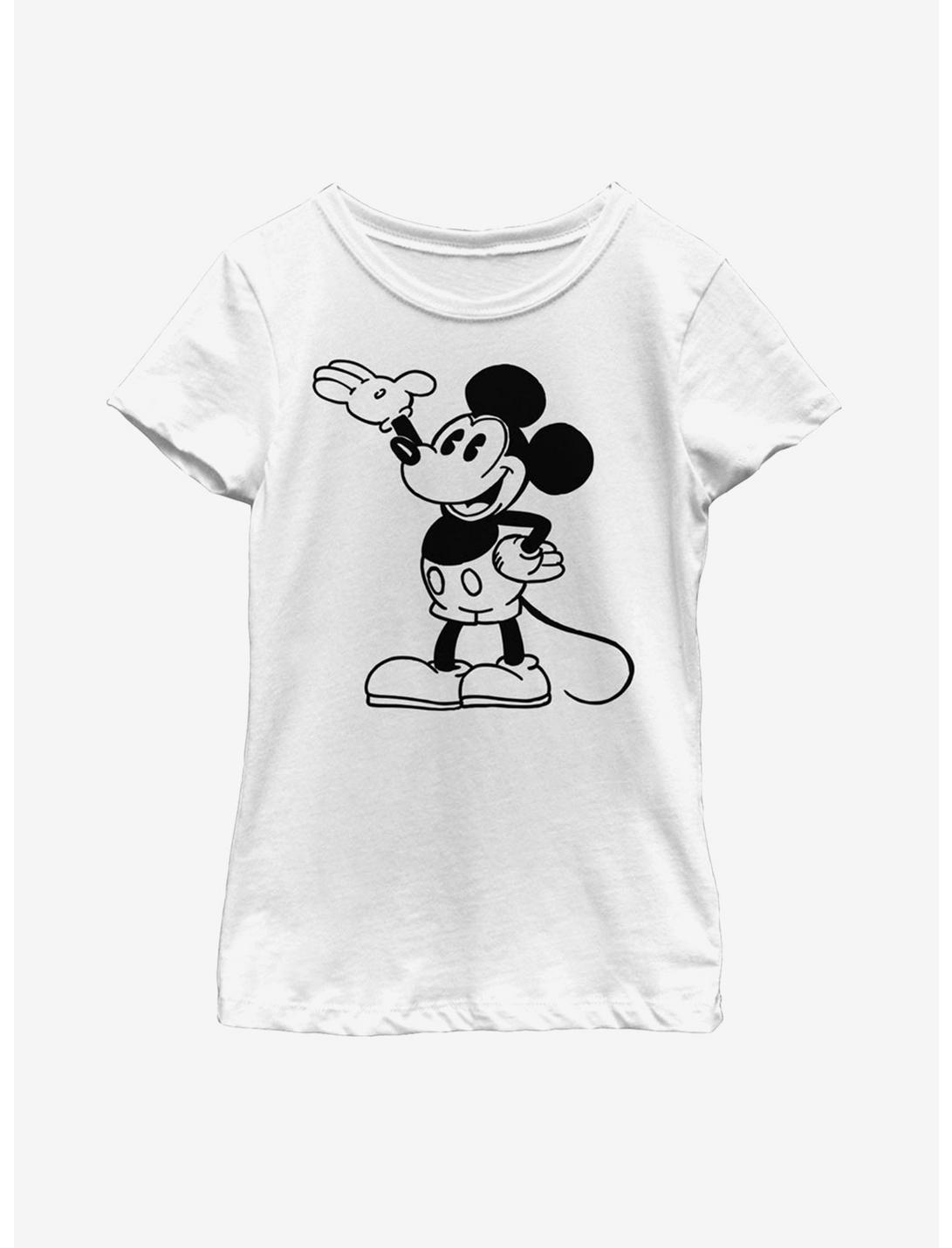 Disney Mickey Mouse Waving Pose Youth Girls T-Shirt, WHITE, hi-res