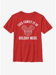 Disney Mickey Mouse Family Holiday Mode Youth T-Shirt, RED, hi-res
