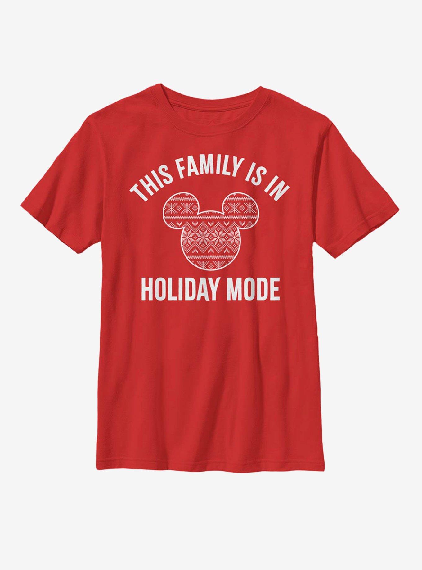 Disney Mickey Mouse Family Holiday Mode Youth T-Shirt, , hi-res