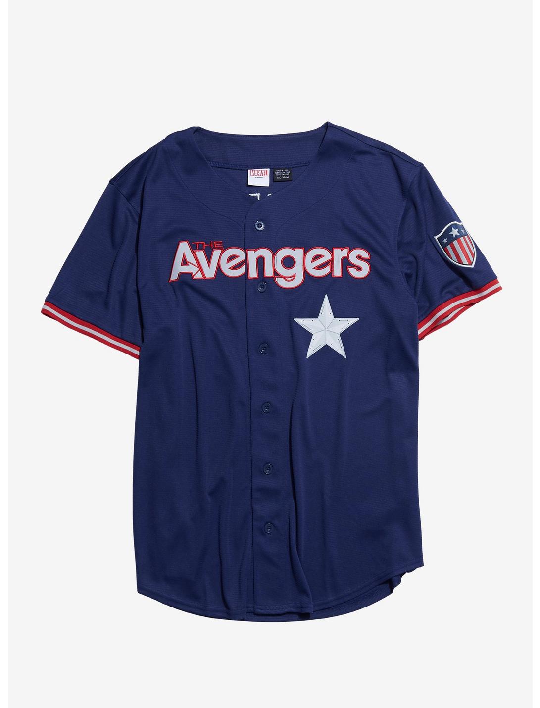 Marvel The Avengers Captain America Baseball Jersey - BoxLunch Exclusive, ROYAL, hi-res
