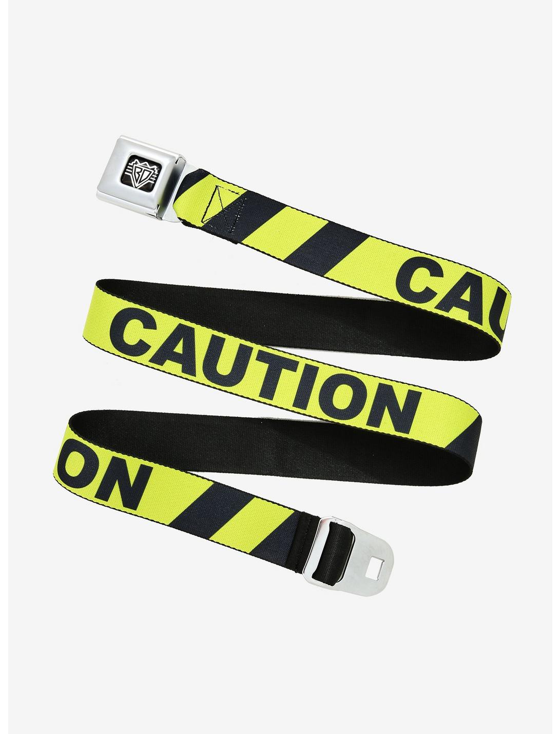 Buckle-Down Caution Tape Seatbelt Belt, , hi-res