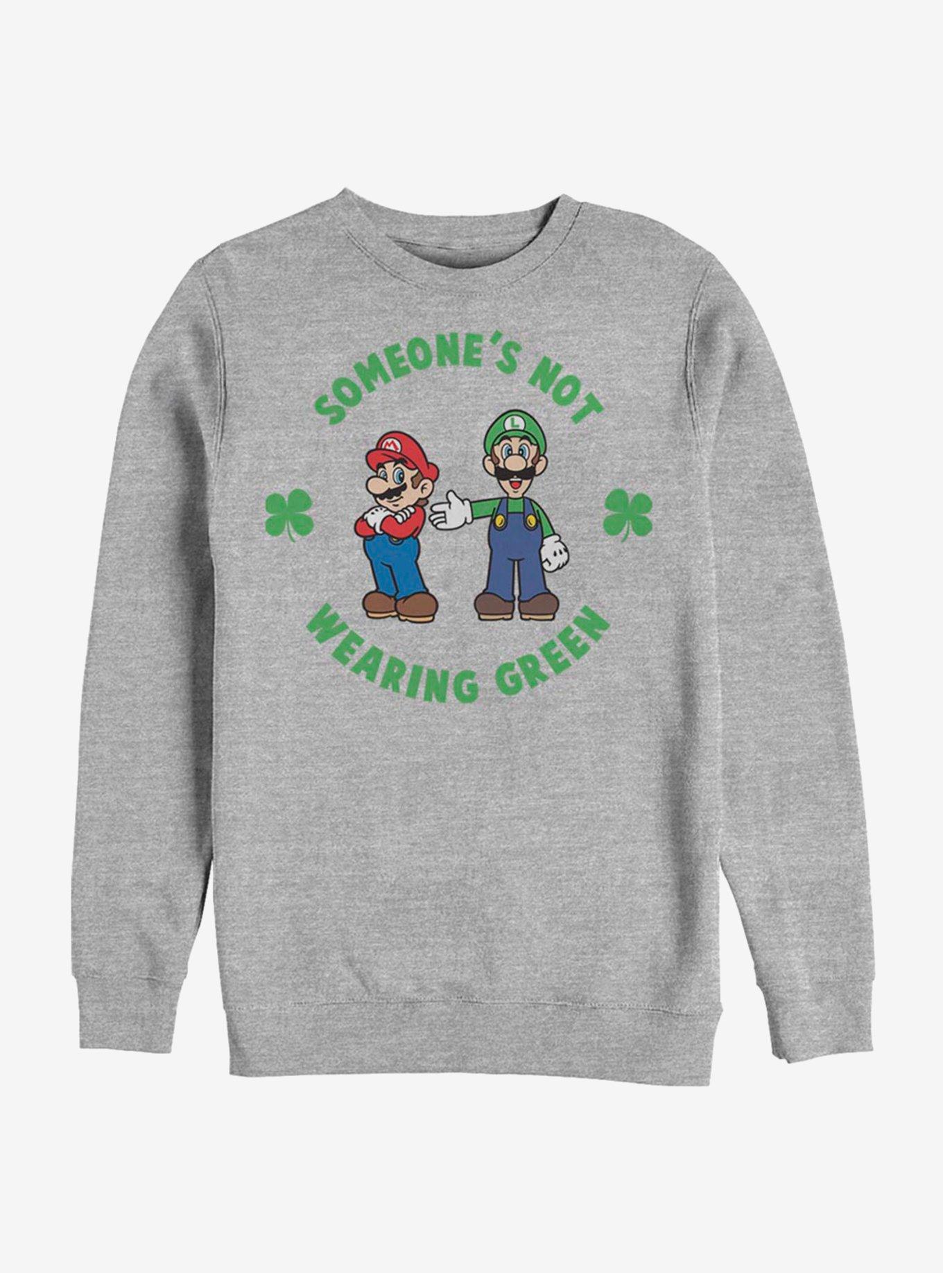 Nintendo Mario Wear Green Sweatshirt, ATH HTR, hi-res