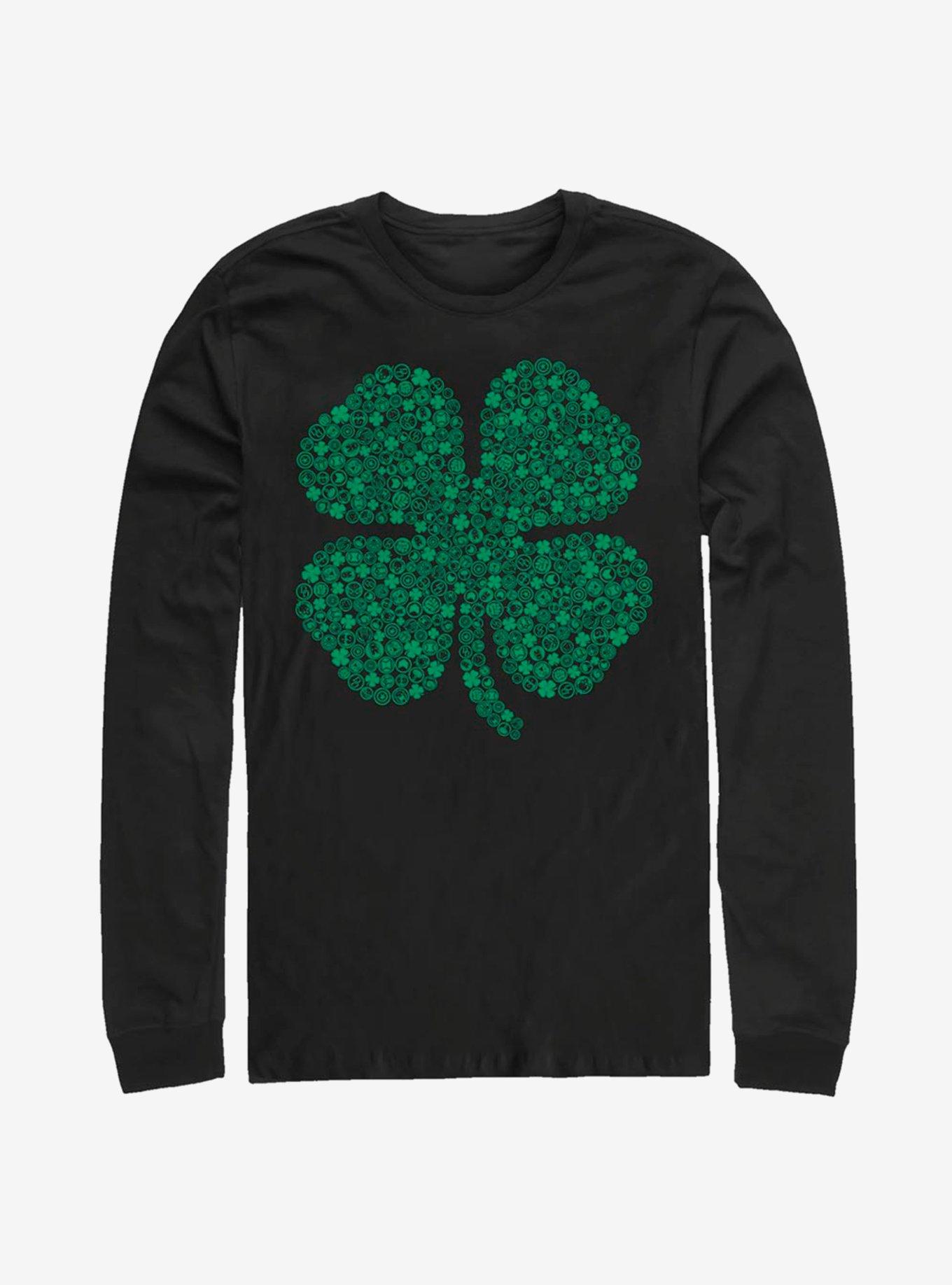 Marvel Avengers Shamrock Icon Long-Sleeve T-Shirt, BLACK, hi-res