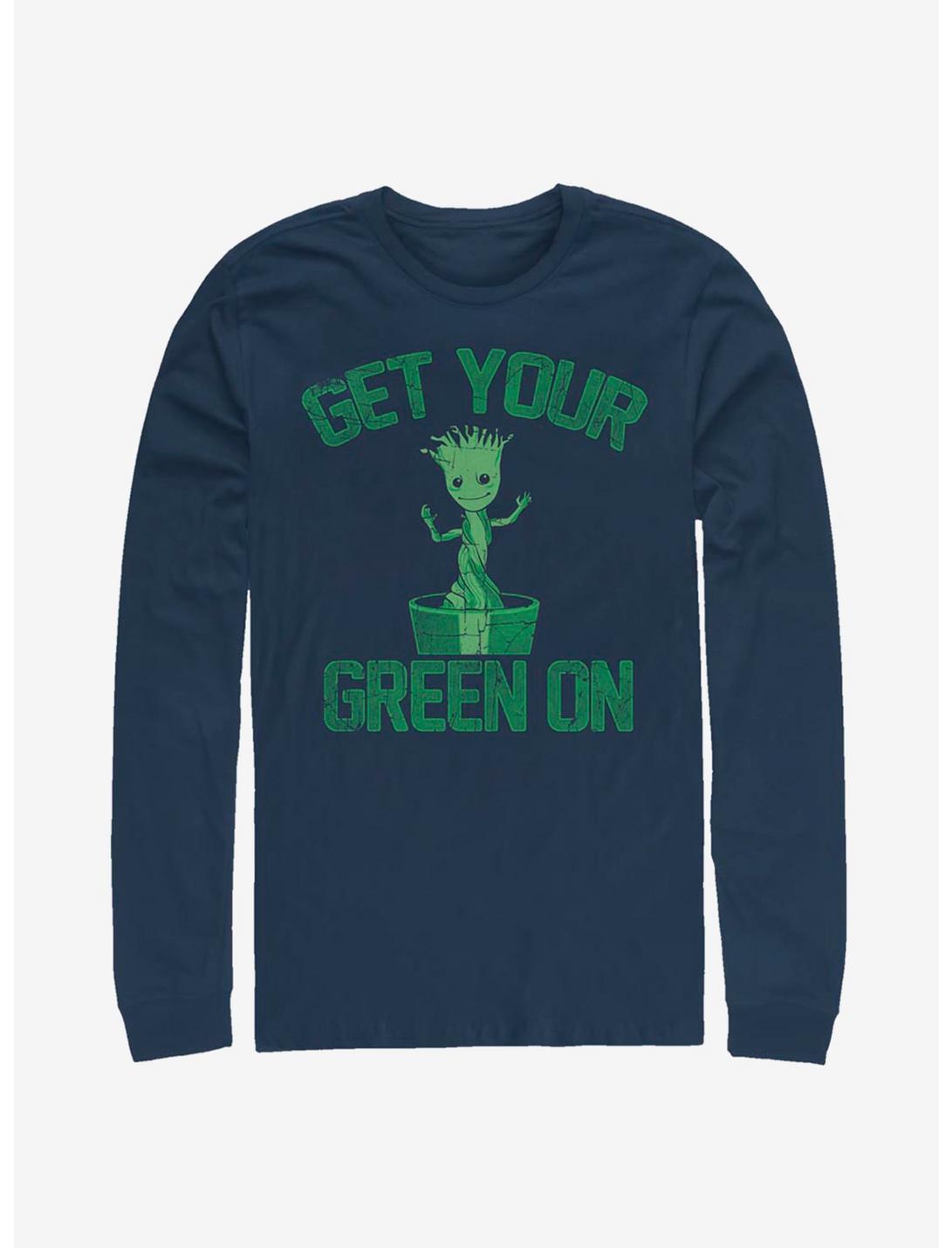 Marvel Guardians Of The Galaxy Groot Green Long-Sleeve T-Shirt, NAVY, hi-res