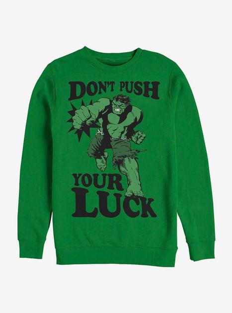 Marvel Hulk Push The Luck Sweatshirt - GREEN | Hot Topic