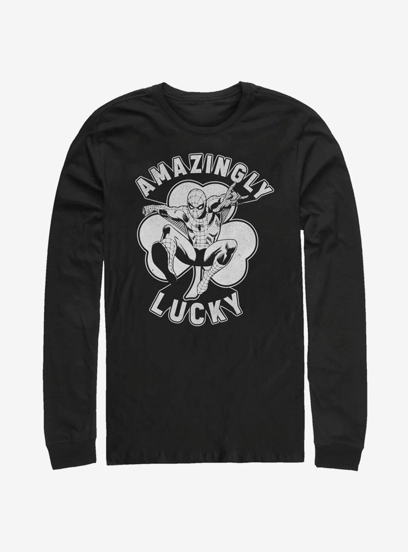 Marvel Spider-Man Lucky Spidey Long-Sleeve T-Shirt, BLACK, hi-res