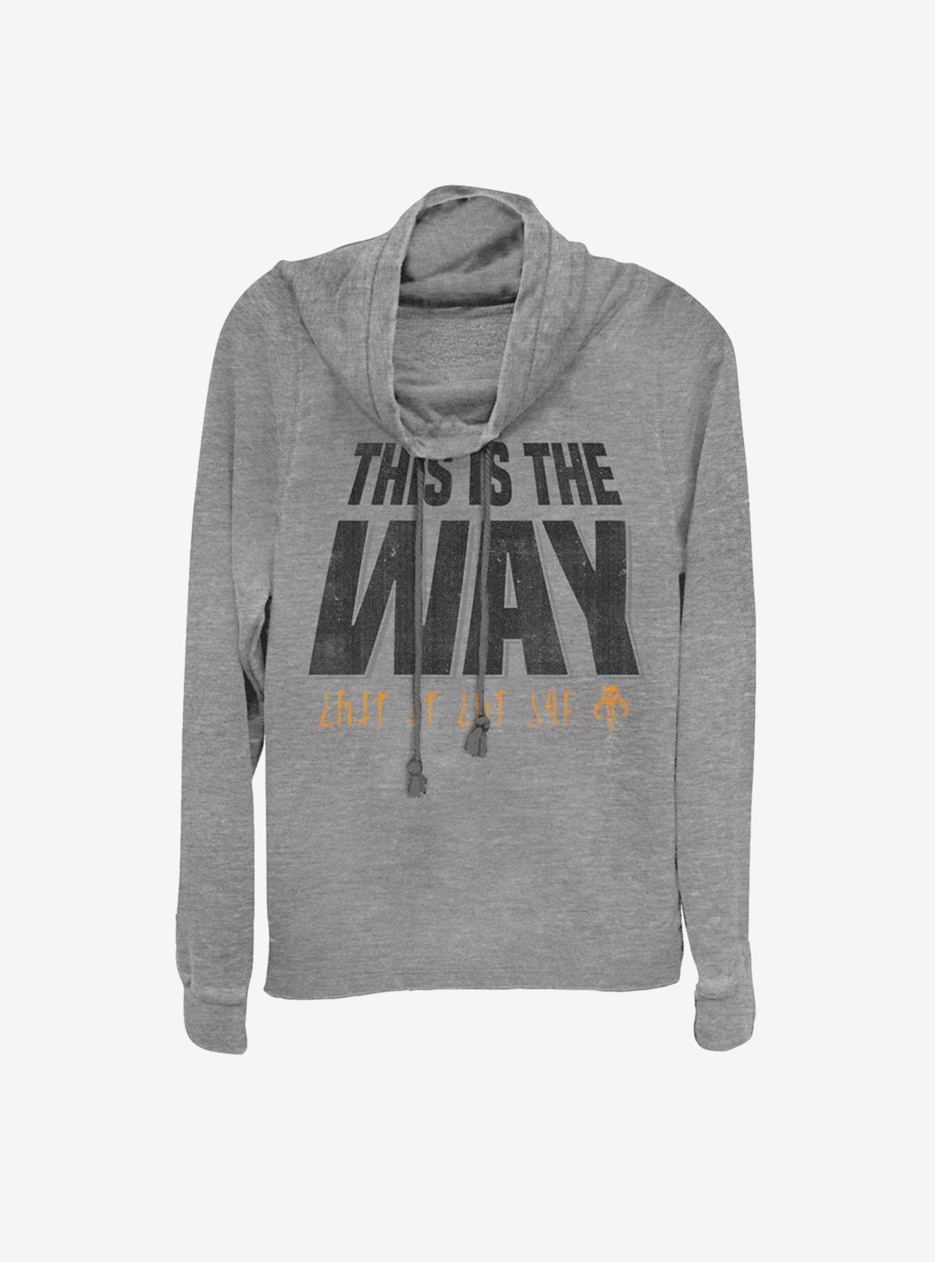 Star Wars The Mandalorian This Is The Way Text Climb Cowlneck Long-Sleeve Womens Top, GRAY HTR, hi-res