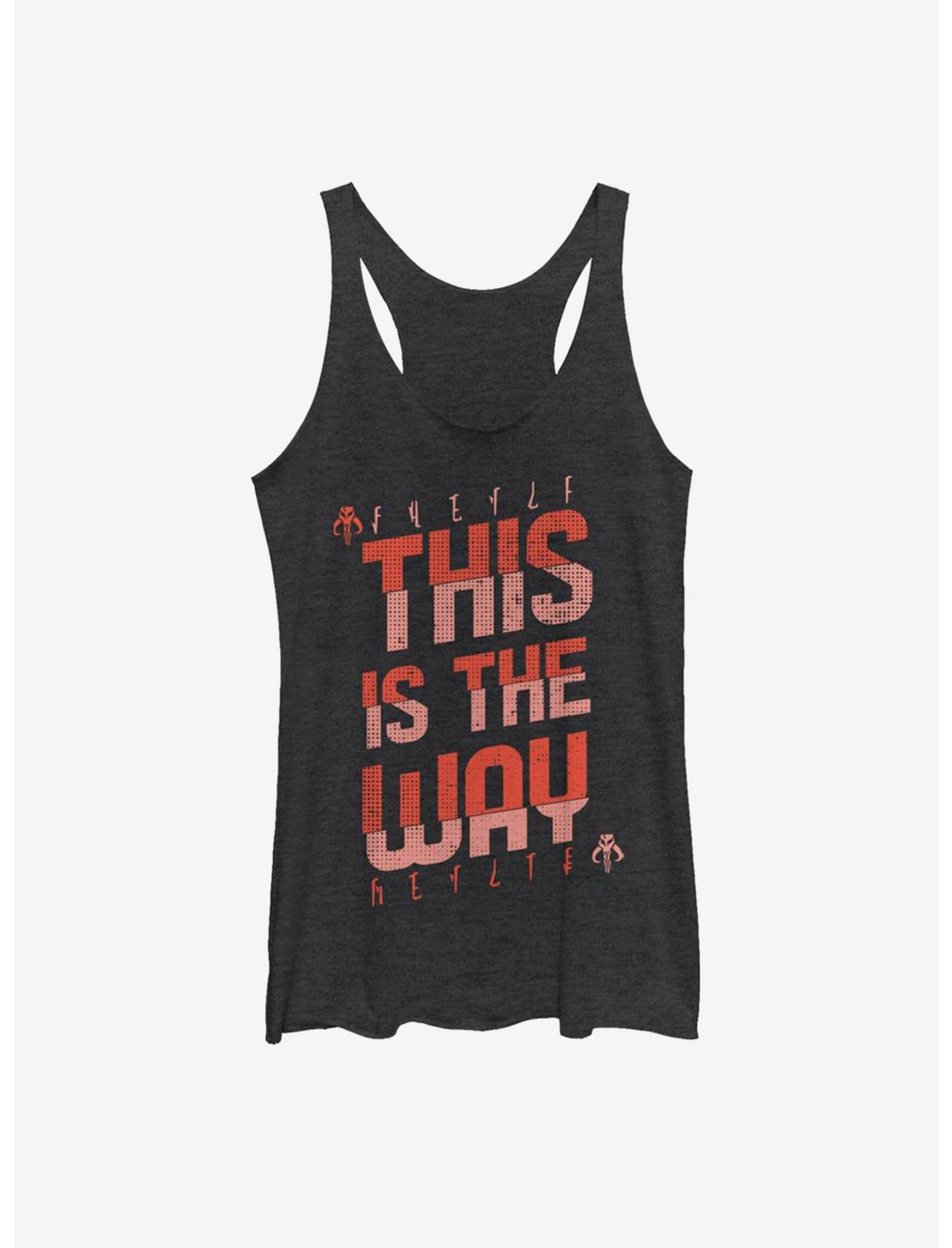 Star Wars The Mandalorian This Is The Way Red Script Womens Tank Top, BLK HTR, hi-res