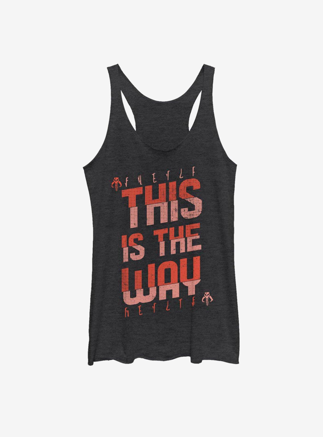 Star Wars The Mandalorian This Is The Way Red Script Womens Tank Top, BLK HTR, hi-res