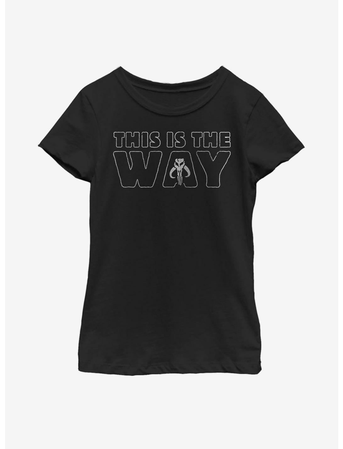Star Wars The Mandalorian This Is The Way Outline Youth Girls T-Shirt, BLACK, hi-res