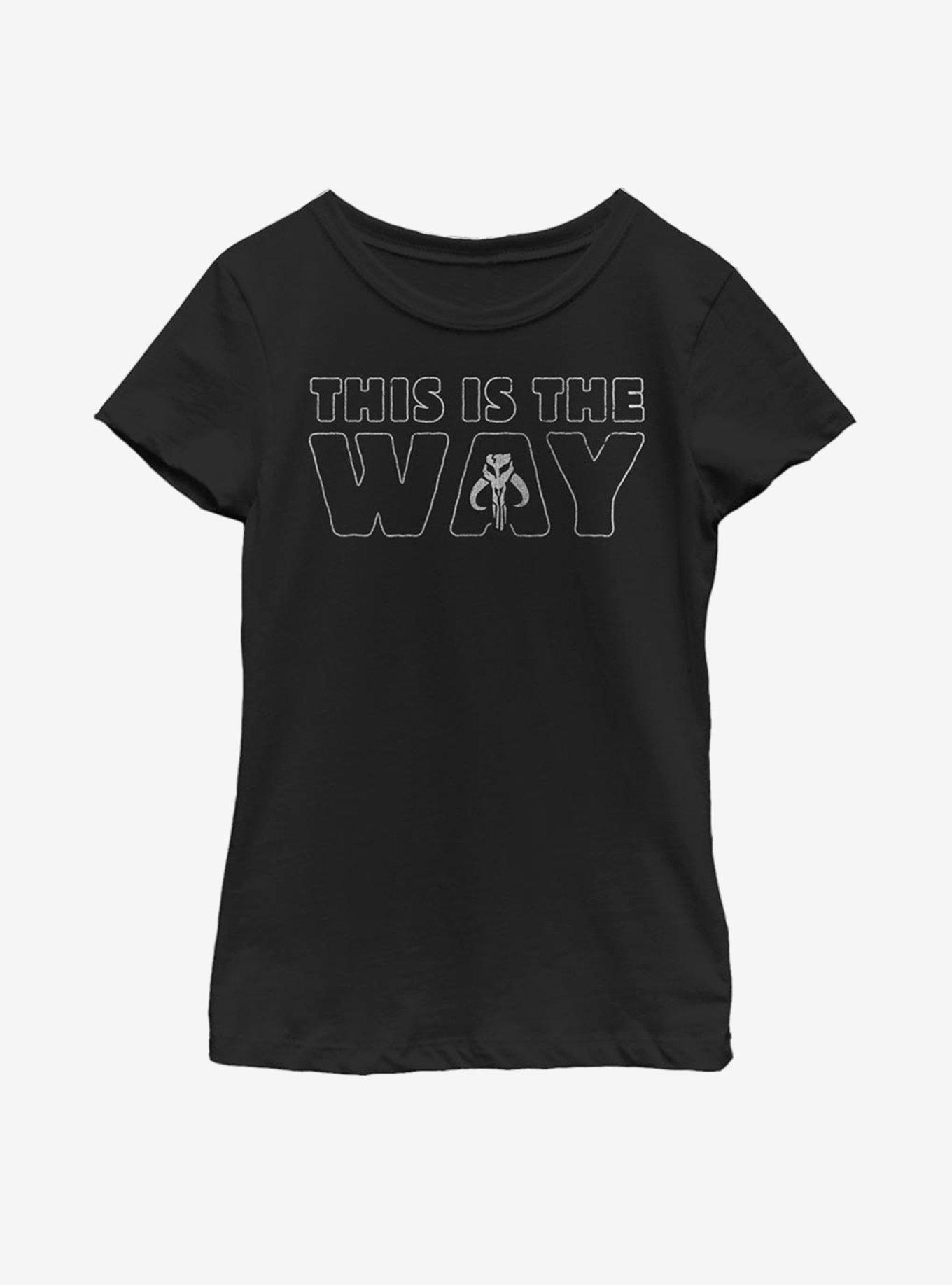 Star Wars The Mandalorian This Is The Way Outline Youth Girls T-Shirt, BLACK, hi-res