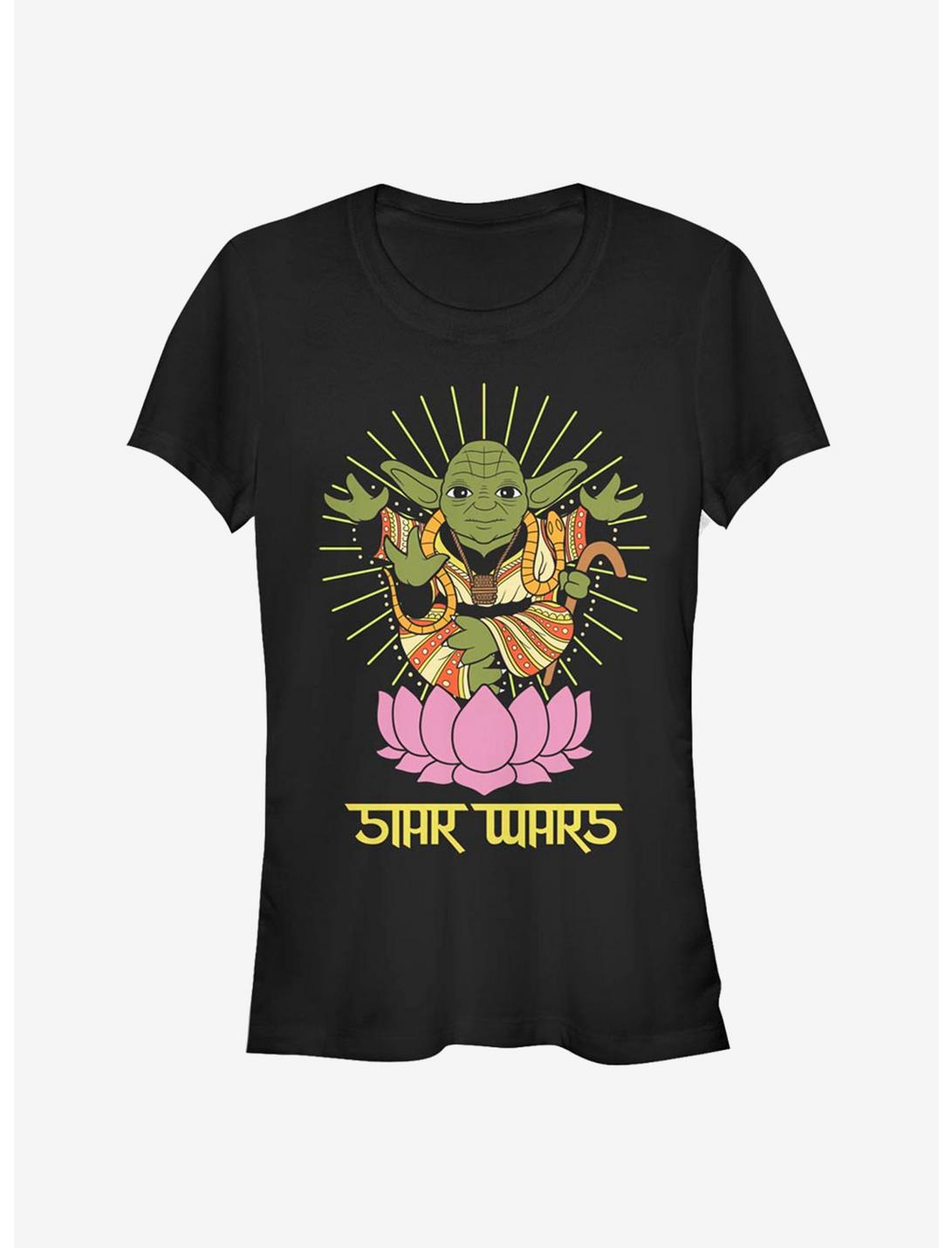 Star Wars Yoda Lotus Girls T-Shirt, BLACK, hi-res