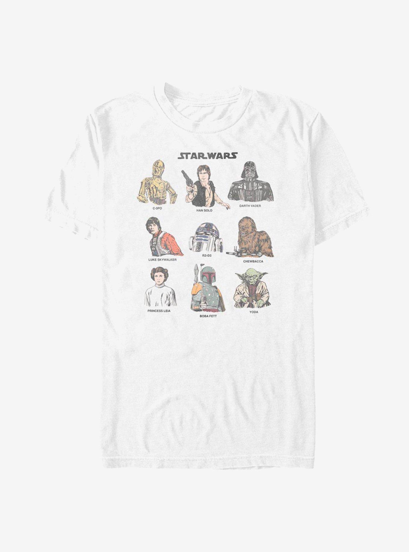 Star Wars Retro Character Cast T-Shirt, WHITE, hi-res