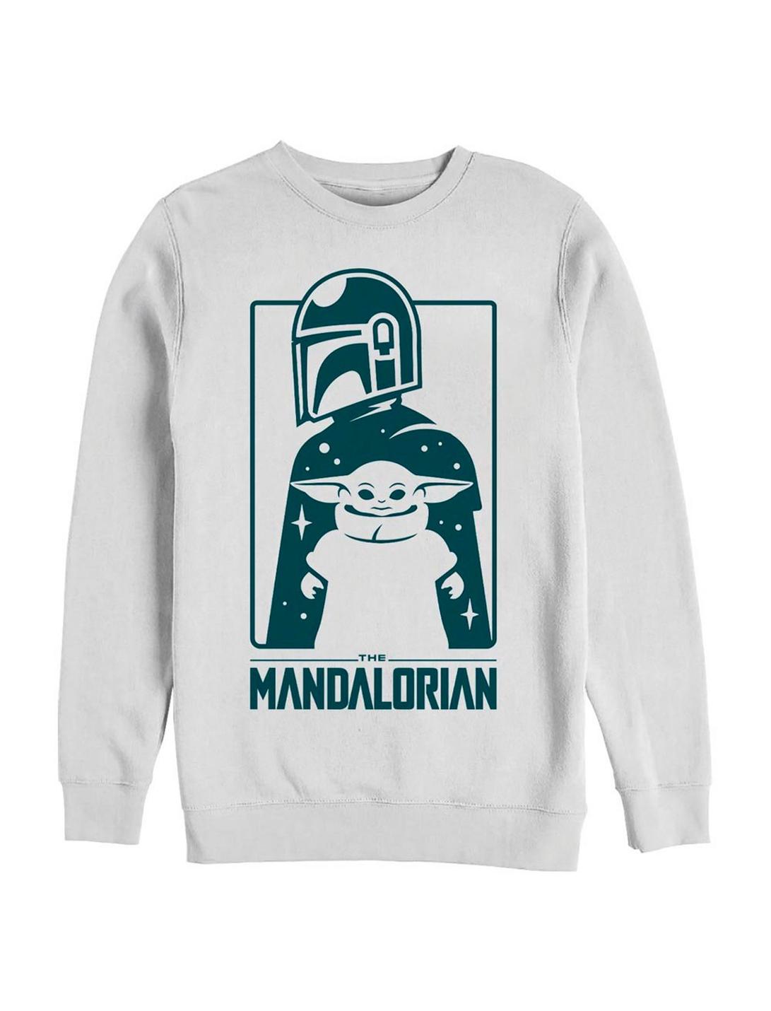 Plus Size Star Wars The Mandalorian The Child Starry Silhouette Sweatshirt, WHITE, hi-res