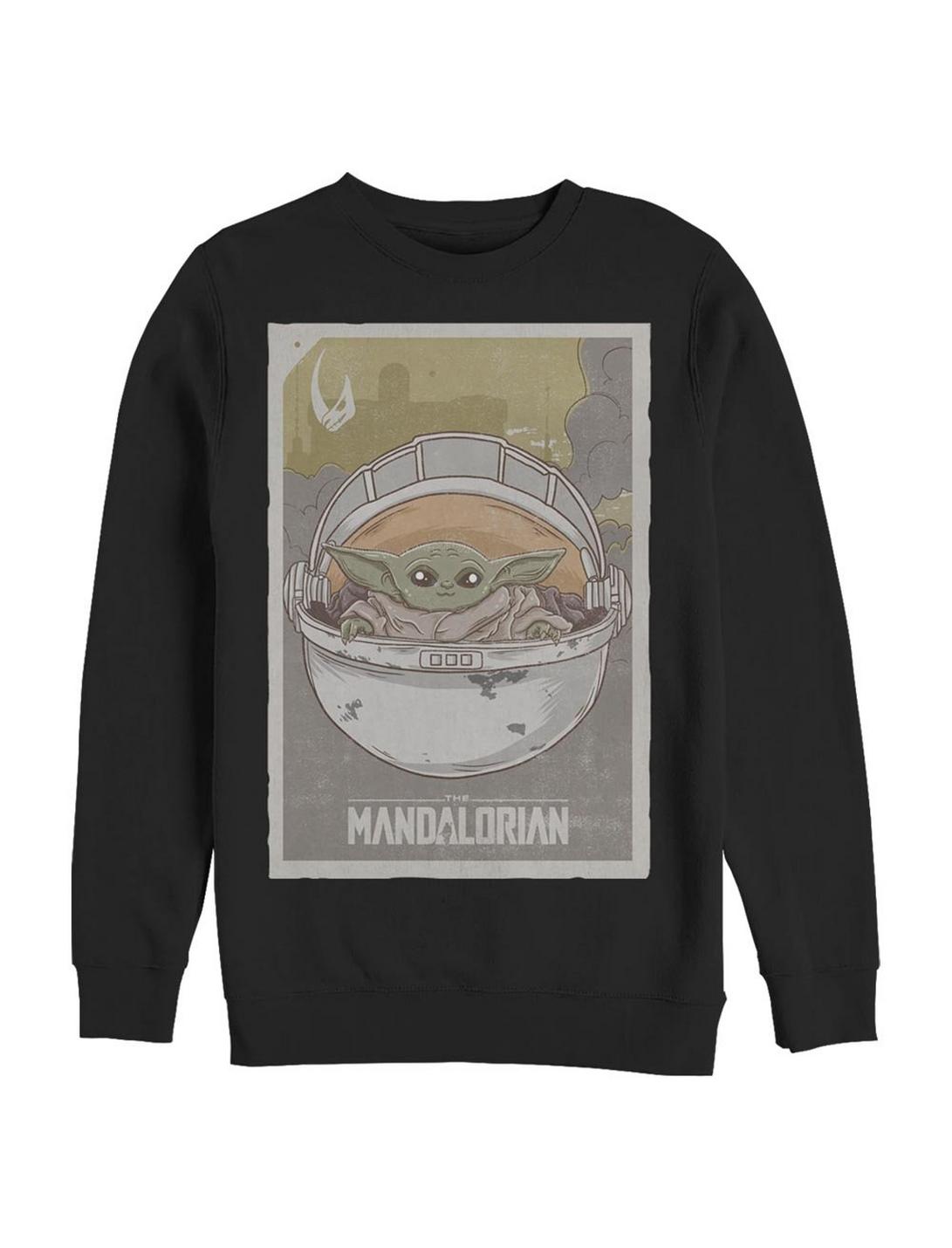 Star Wars The Mandalorian The Child Vintage Poster Sweatshirt, BLACK, hi-res