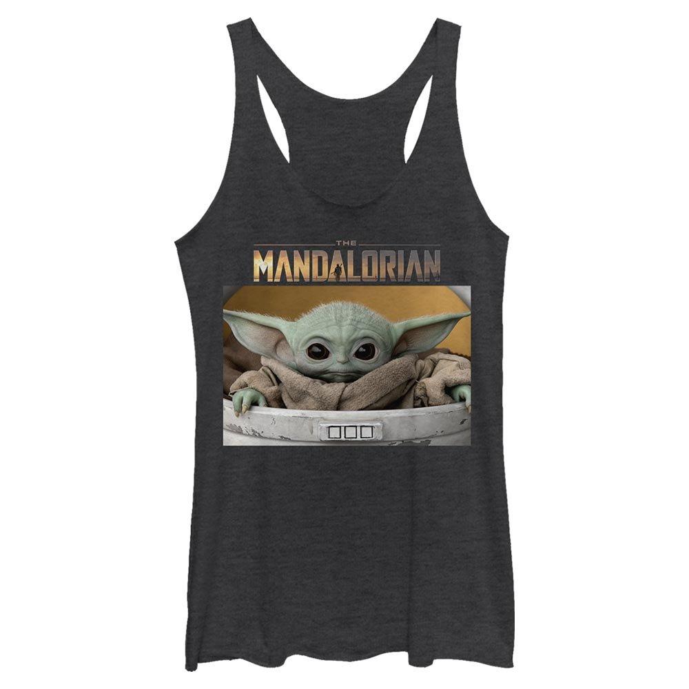 Star Wars The Mandalorian The Child Small Box Womens Tank Top, BLK HTR, hi-res