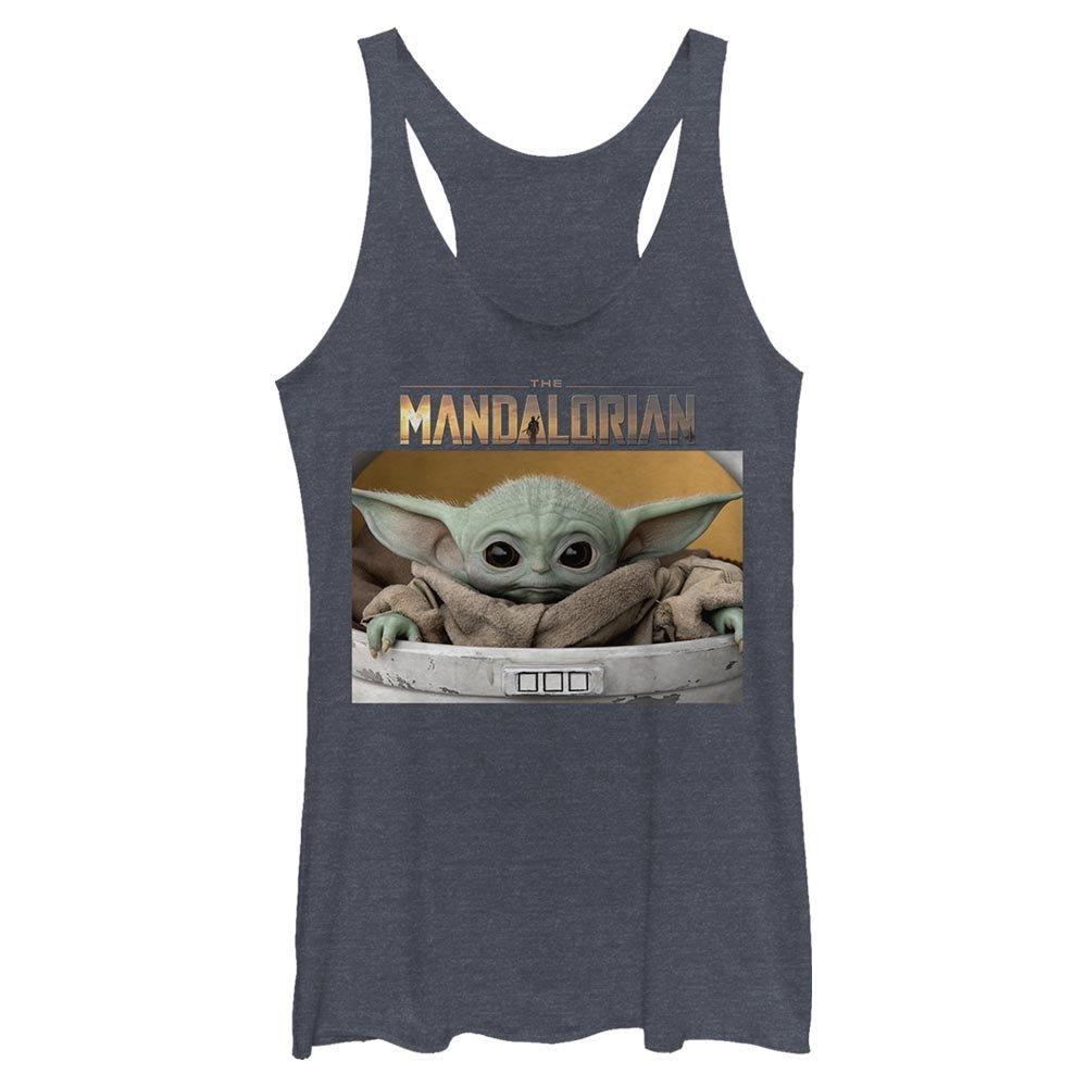 Star Wars The Mandalorian The Child Small Box Womens Tank Top, NAVY HTR, hi-res