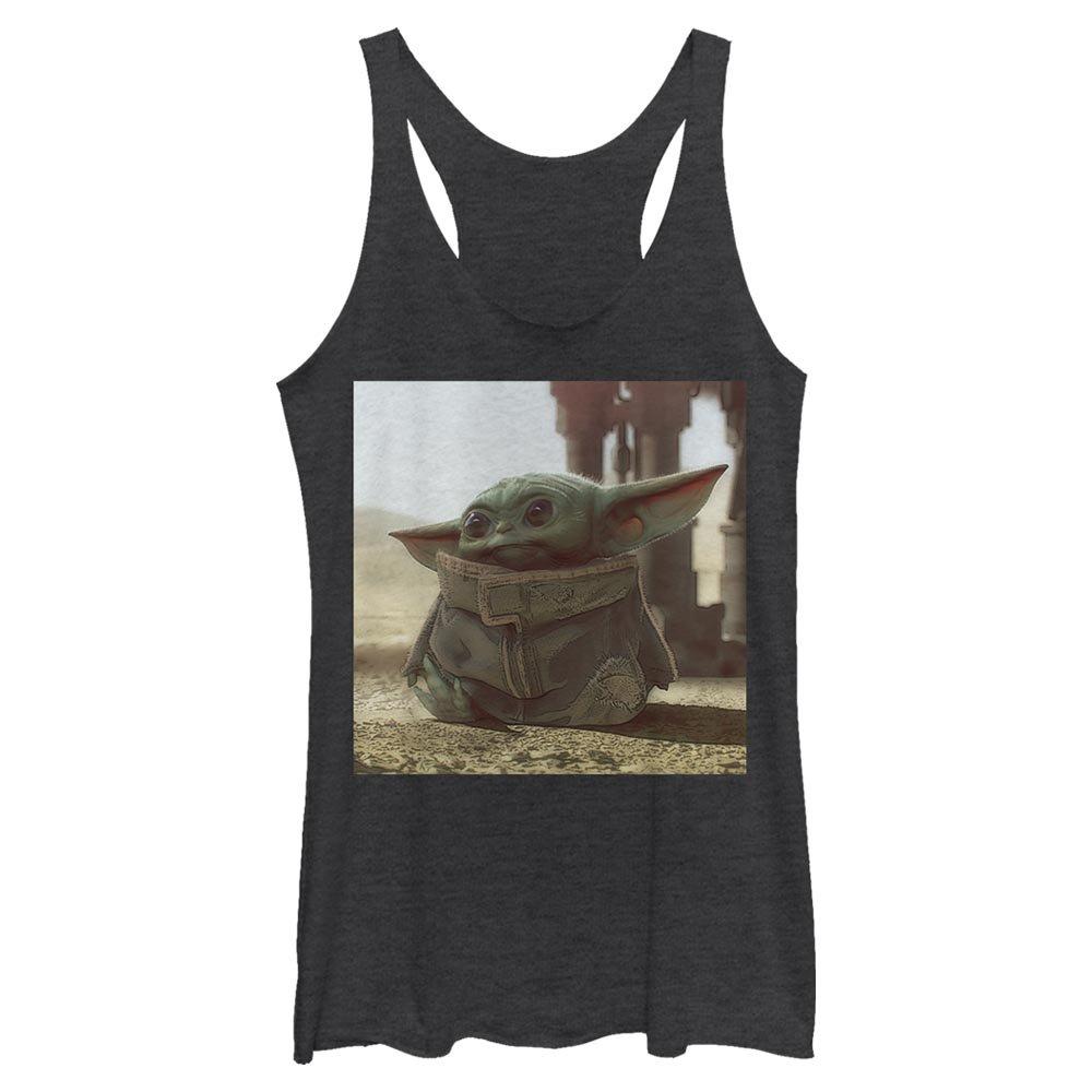 Star Wars The Mandalorian The Child Tiny Green Womens Tank Top, BLK HTR, hi-res