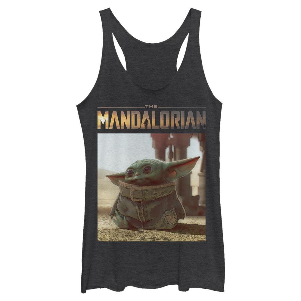 Star Wars The Mandalorian The Child Full Square Scene Womens Tank Top, BLK HTR, hi-res