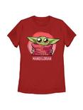 Star Wars The Mandalorian The Child Cute Sketch Womens T-Shirt, RED, hi-res