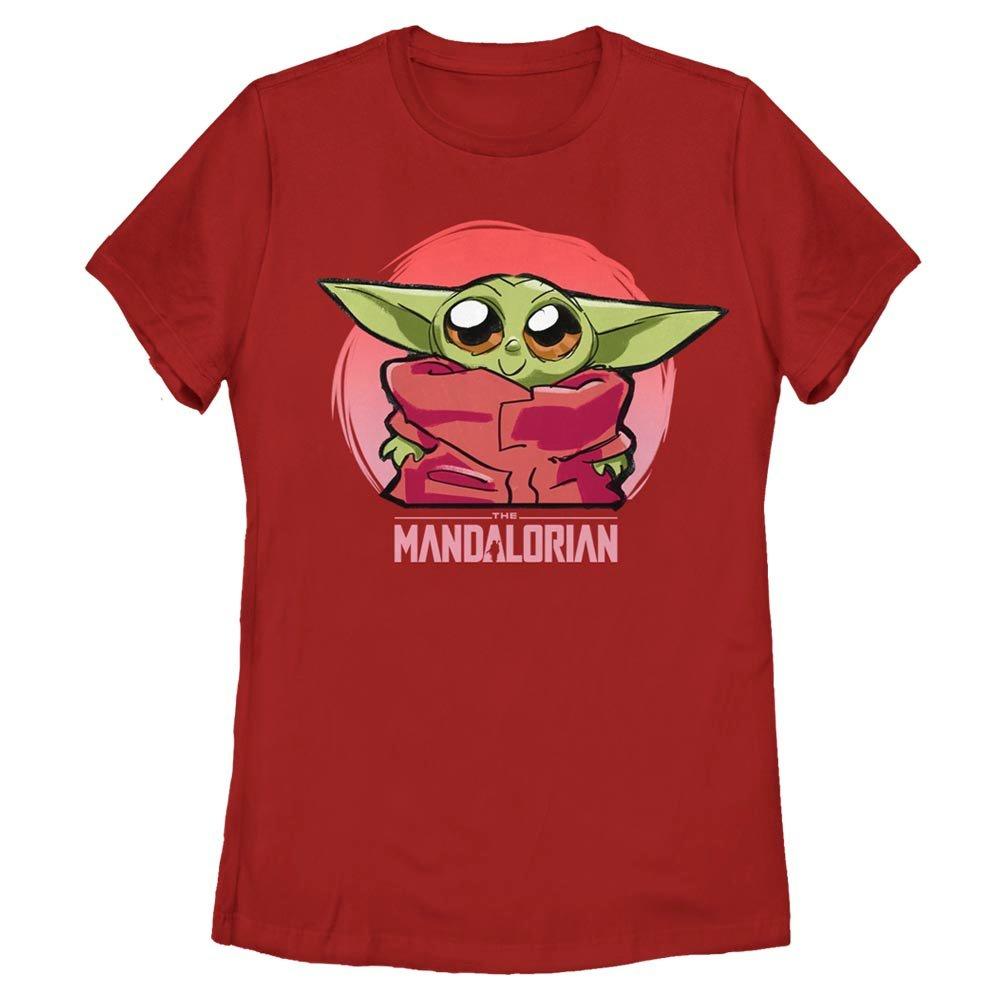 Star Wars The Mandalorian The Child Cute Sketch Womens T-Shirt, RED, hi-res