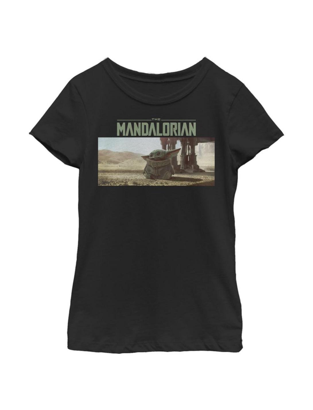 Plus Size Star Wars The Mandalorian The Child Landscape Scene Youth Girls T-Shirt, BLACK, hi-res