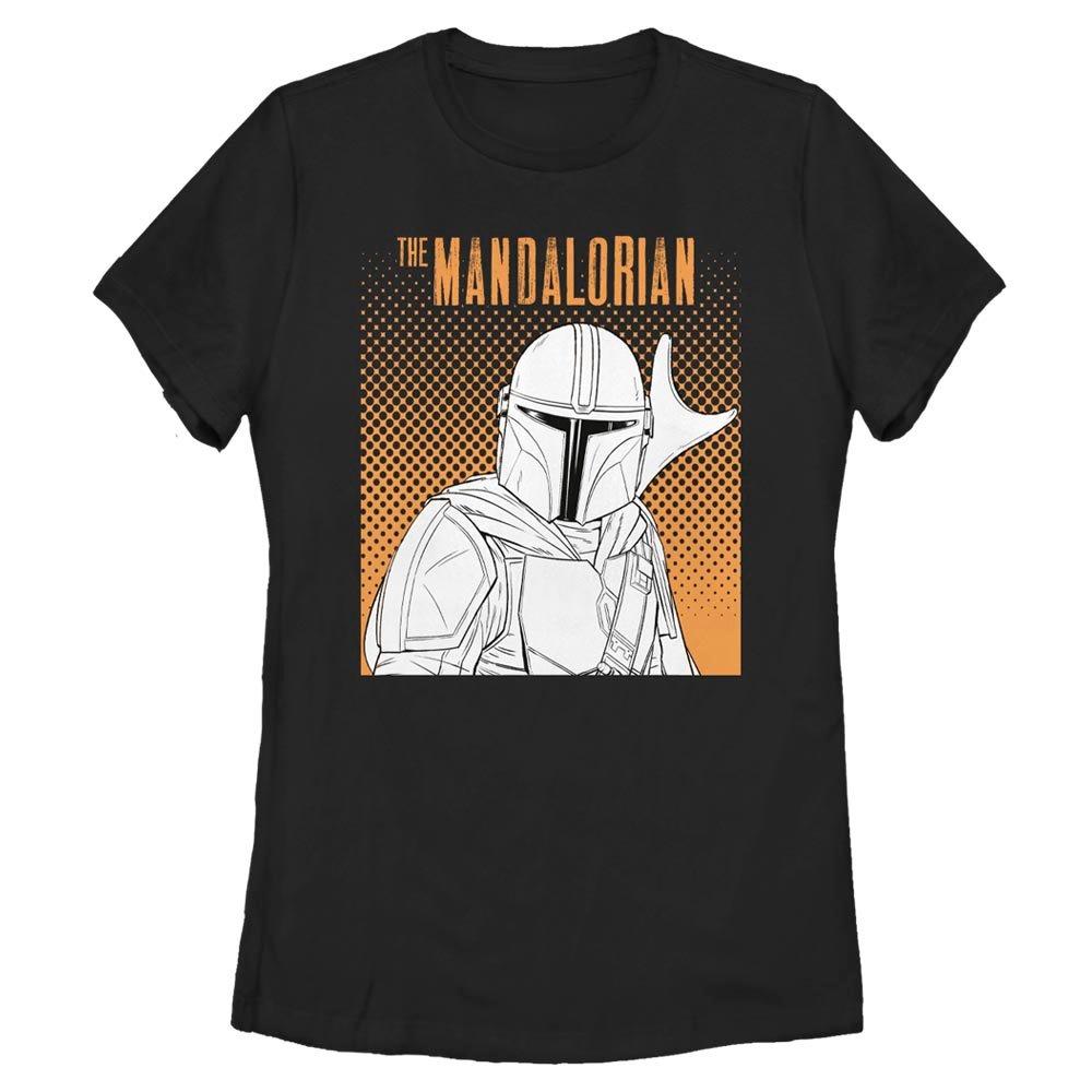 Star Wars The Mandalorian Halftone Hunter Womens T-Shirt, BLACK, hi-res