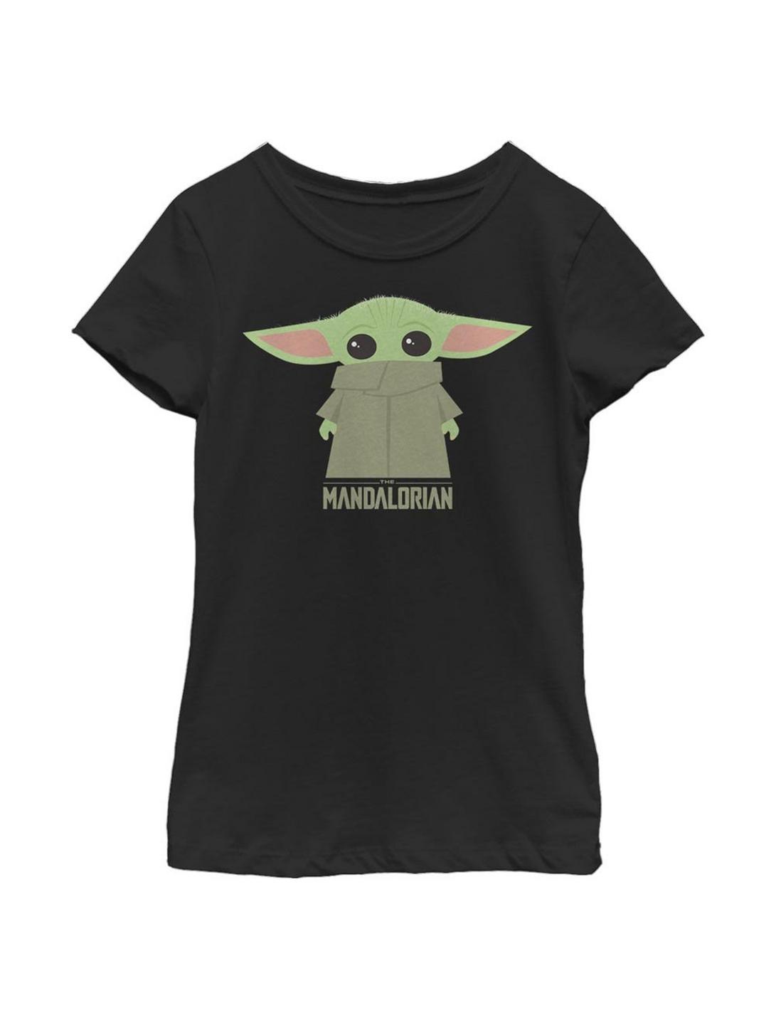 Star Wars The Mandalorian The Child Chibi Covered Face Youth Girls T-Shirt, BLACK, hi-res