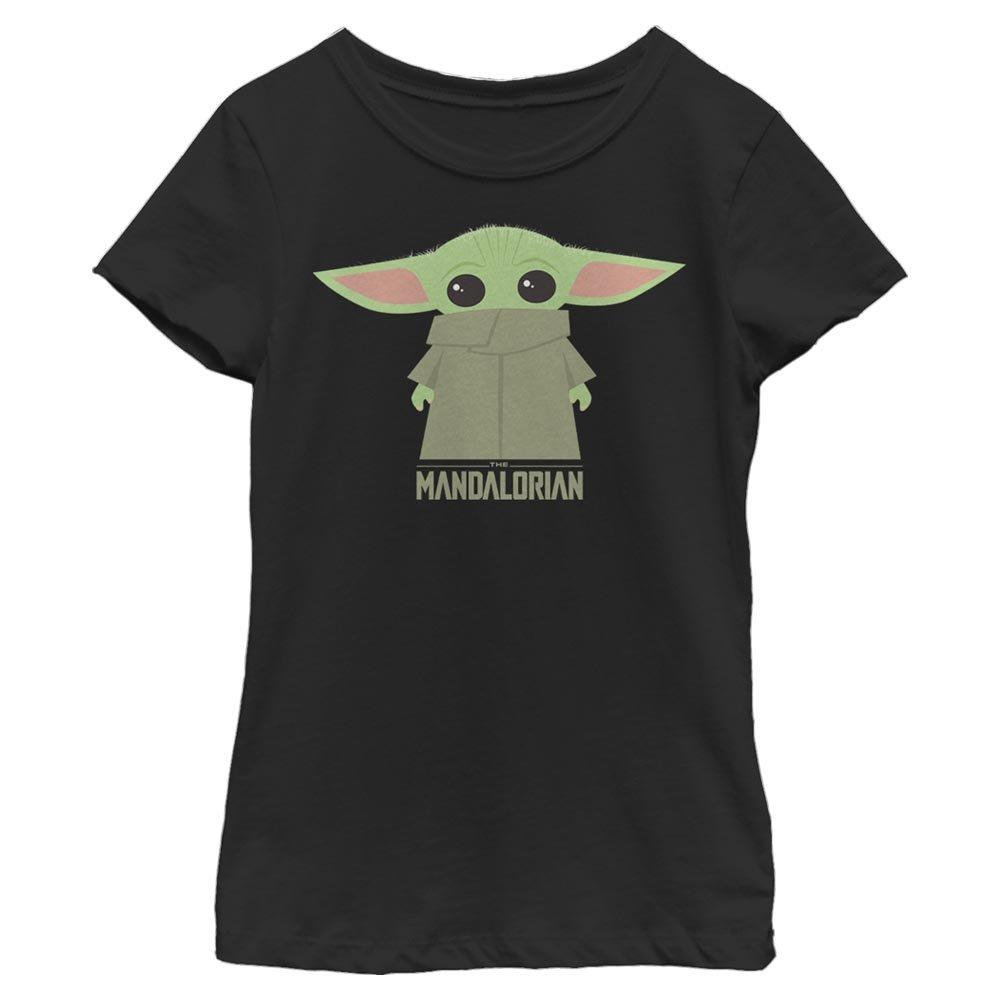 Star Wars The Mandalorian The Child Chibi Covered Face Youth Girls T-Shirt, BLACK, hi-res