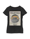 Star Wars The Mandalorian The Child Wanted Reward Poster Youth Girls T-Shirt, BLACK, hi-res
