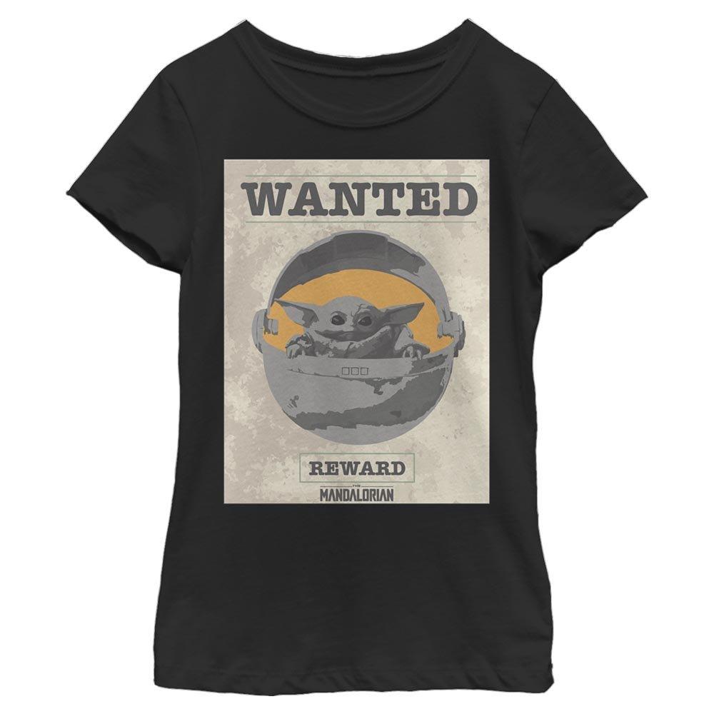 Star Wars The Mandalorian The Child Wanted Reward Poster Youth Girls T-Shirt, BLACK, hi-res