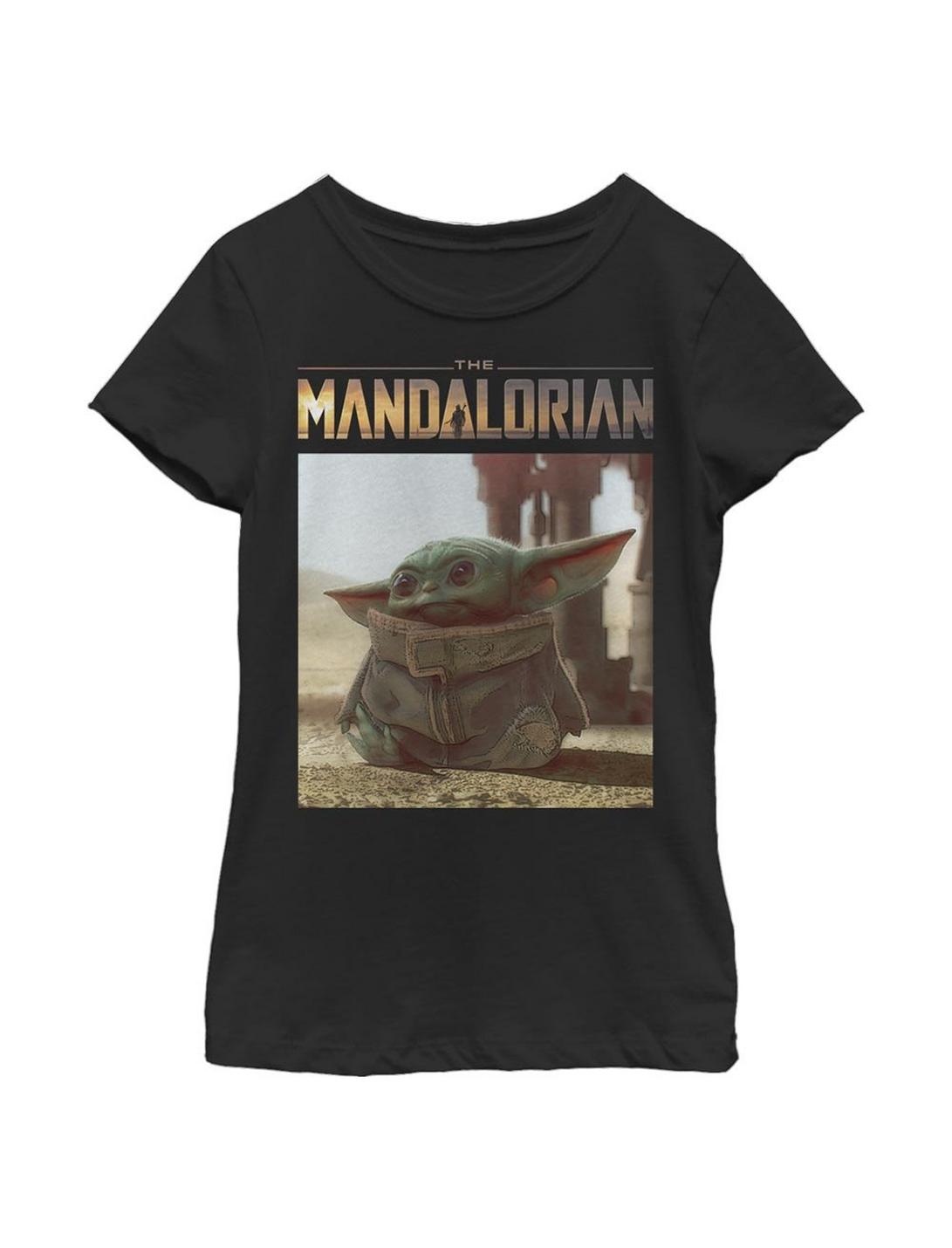 Star Wars The Mandalorian The Child Full Square Scene Youth Girls T-Shirt, BLACK, hi-res