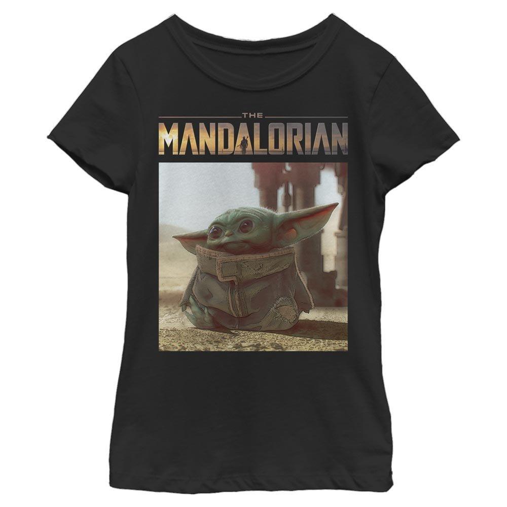 Star Wars The Mandalorian The Child Full Square Scene Youth Girls T-Shirt, BLACK, hi-res