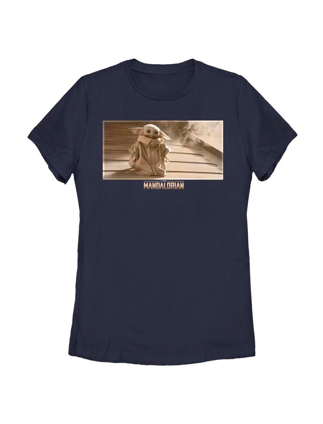 Plus Size Star Wars The Mandalorian The Child Sepia Scene Womens T-Shirt, NAVY, hi-res