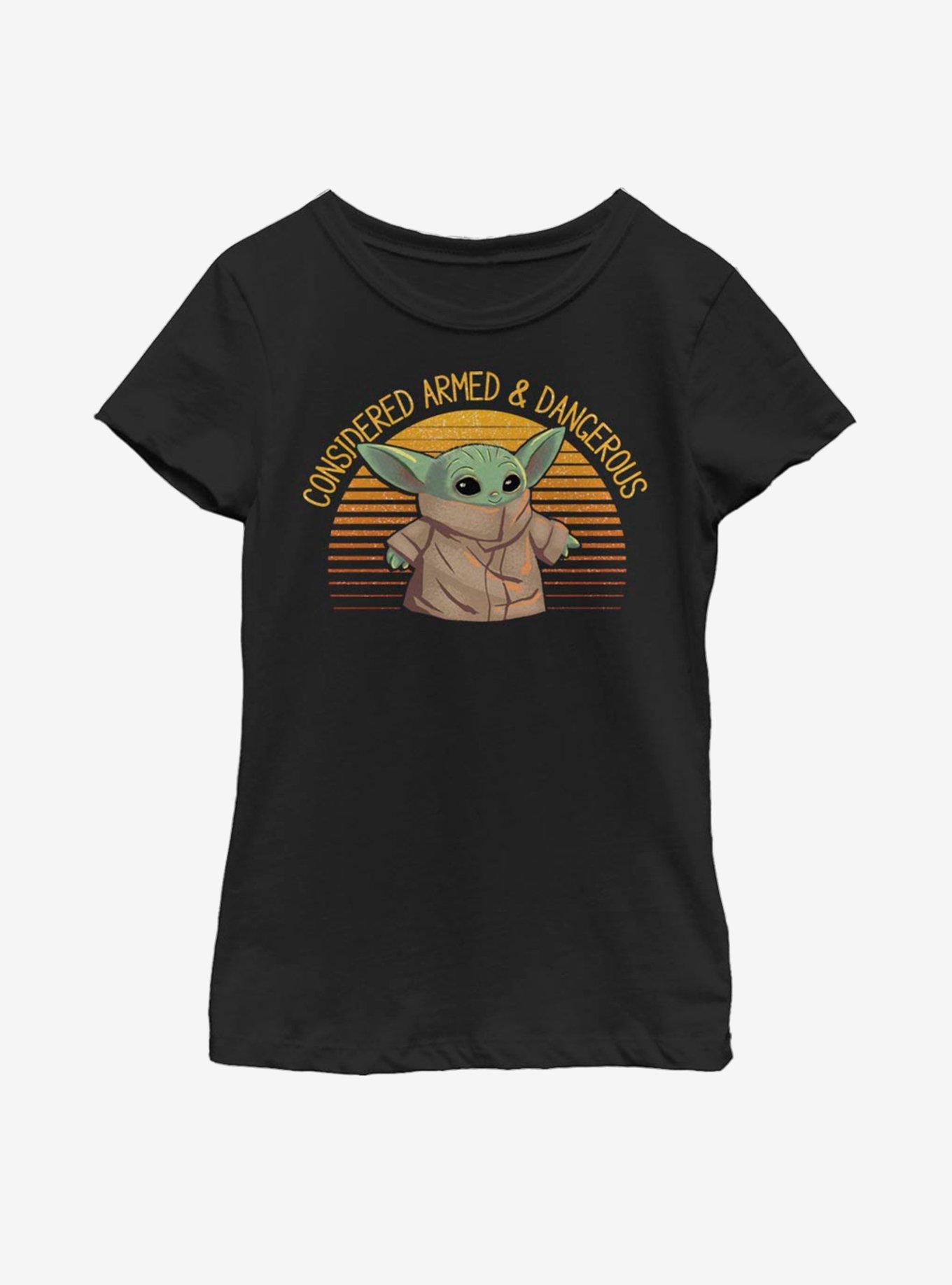 Star Wars The Mandalorian The Child Sunset Armed And Dangerous Youth Girls T-Shirt, BLACK, hi-res