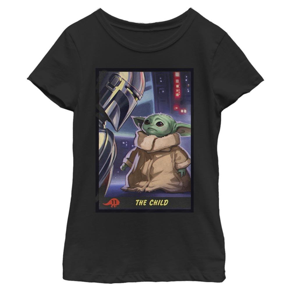 Star Wars The Mandalorian The Child Trading Card Youth Girls T-Shirt, BLACK, hi-res