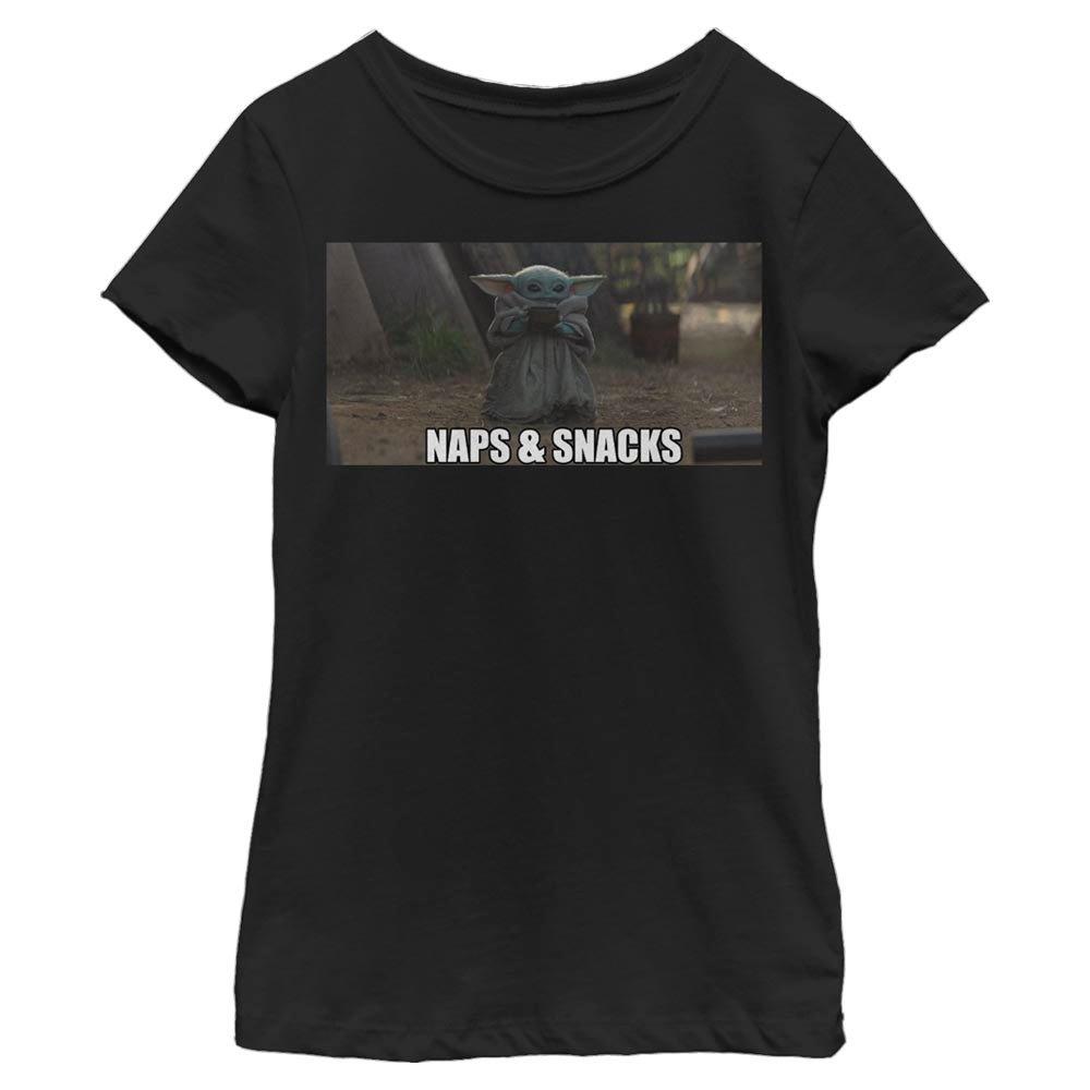 Star Wars The Mandalorian The Child Naps And Snacks Youth Girls T-Shirt, BLACK, hi-res