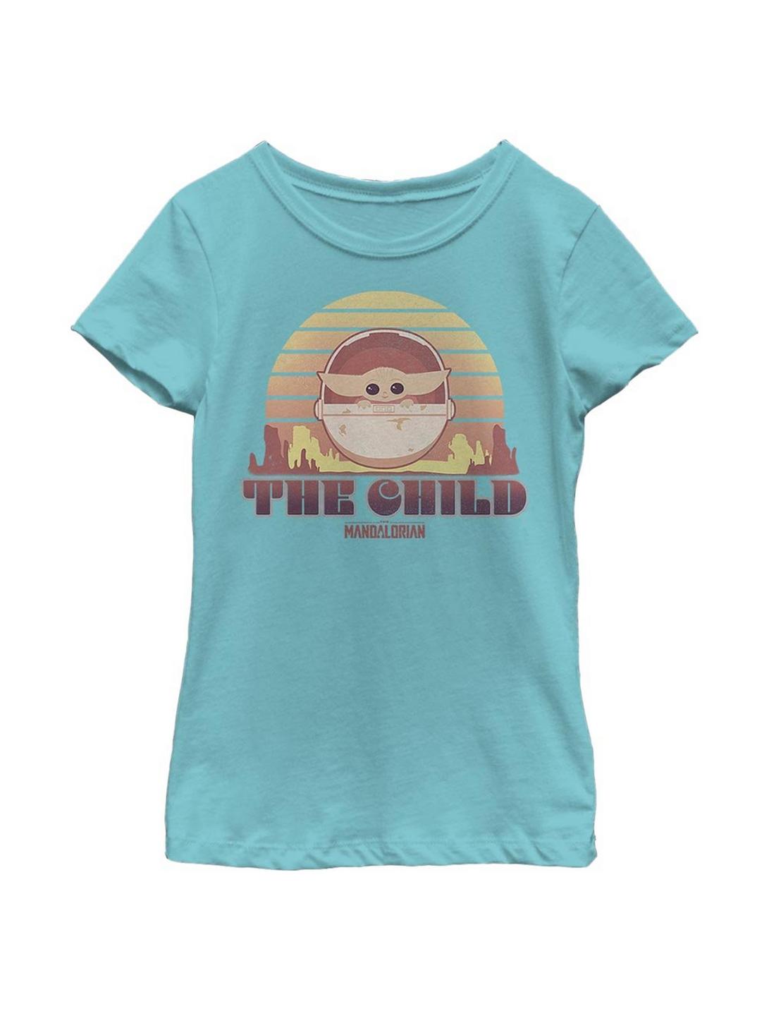 Plus Size Star Wars The Mandalorian The Child Sunset Youth Girls T-Shirt, TAHI BLUE, hi-res
