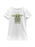 Star Wars The Mandalorian The Child Chibi Covered Face Youth Girls T-Shirt, WHITE, hi-res