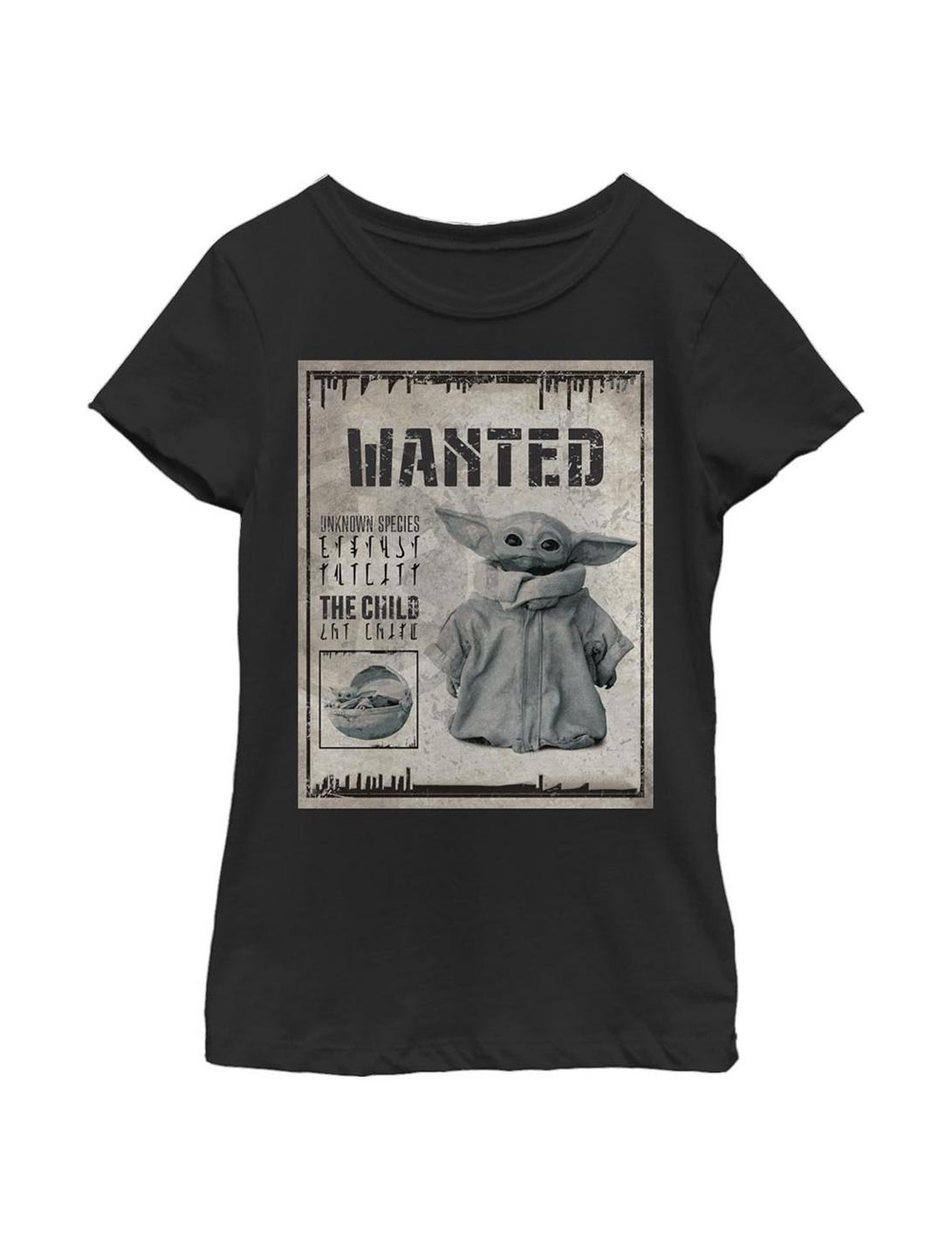 Star Wars The Mandalorian The Child Unknown Wanted Poster Youth Girls T-Shirt, BLACK, hi-res